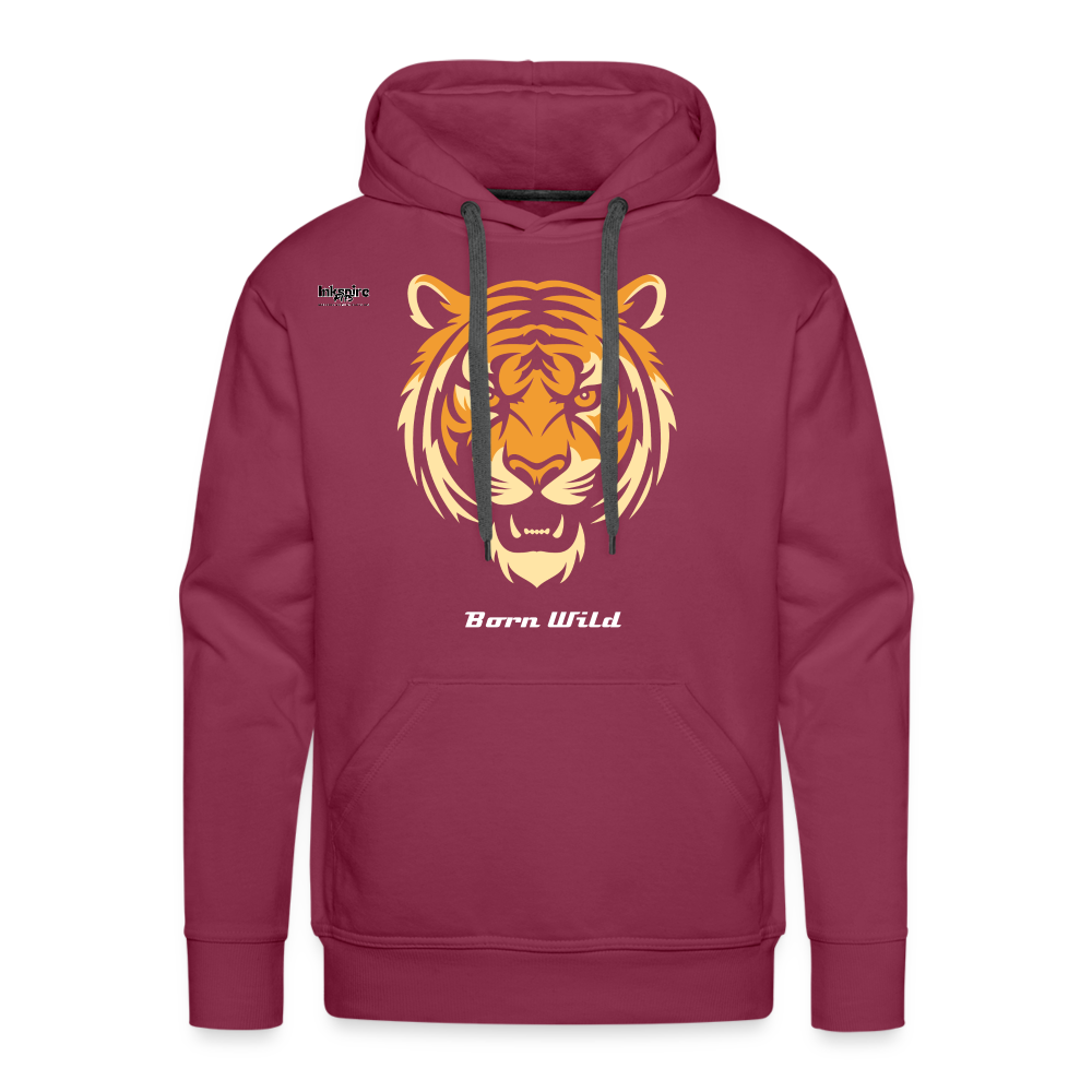 Tiger Born Wild Men’s Premium Hoodie - bordeaux