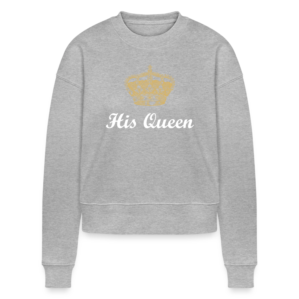 His Queen CROPSTER Women’s Cropped Organic Sweatshirt - heather grey