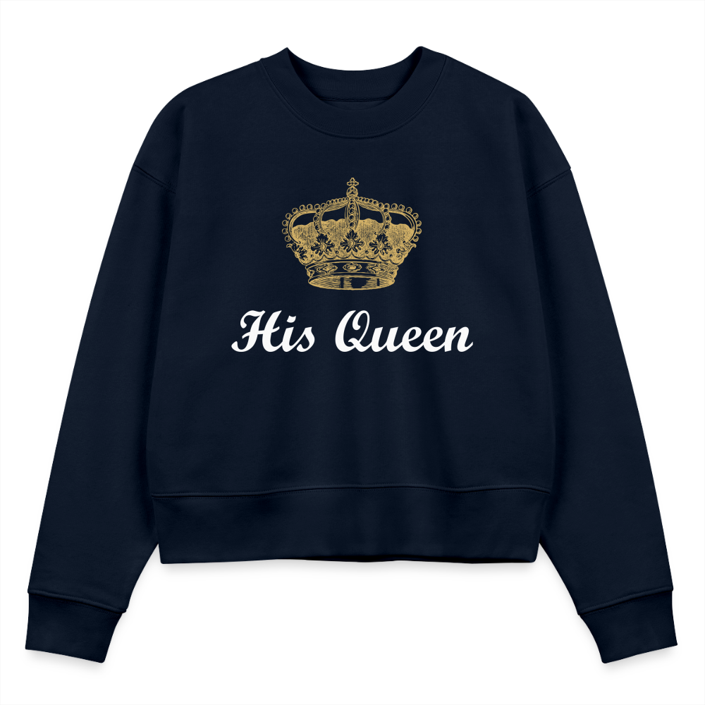 His Queen CROPSTER Women’s Cropped Organic Sweatshirt - navy