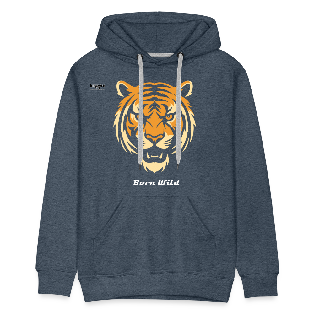 Tiger Born Wild Men’s Premium Hoodie - heather denim