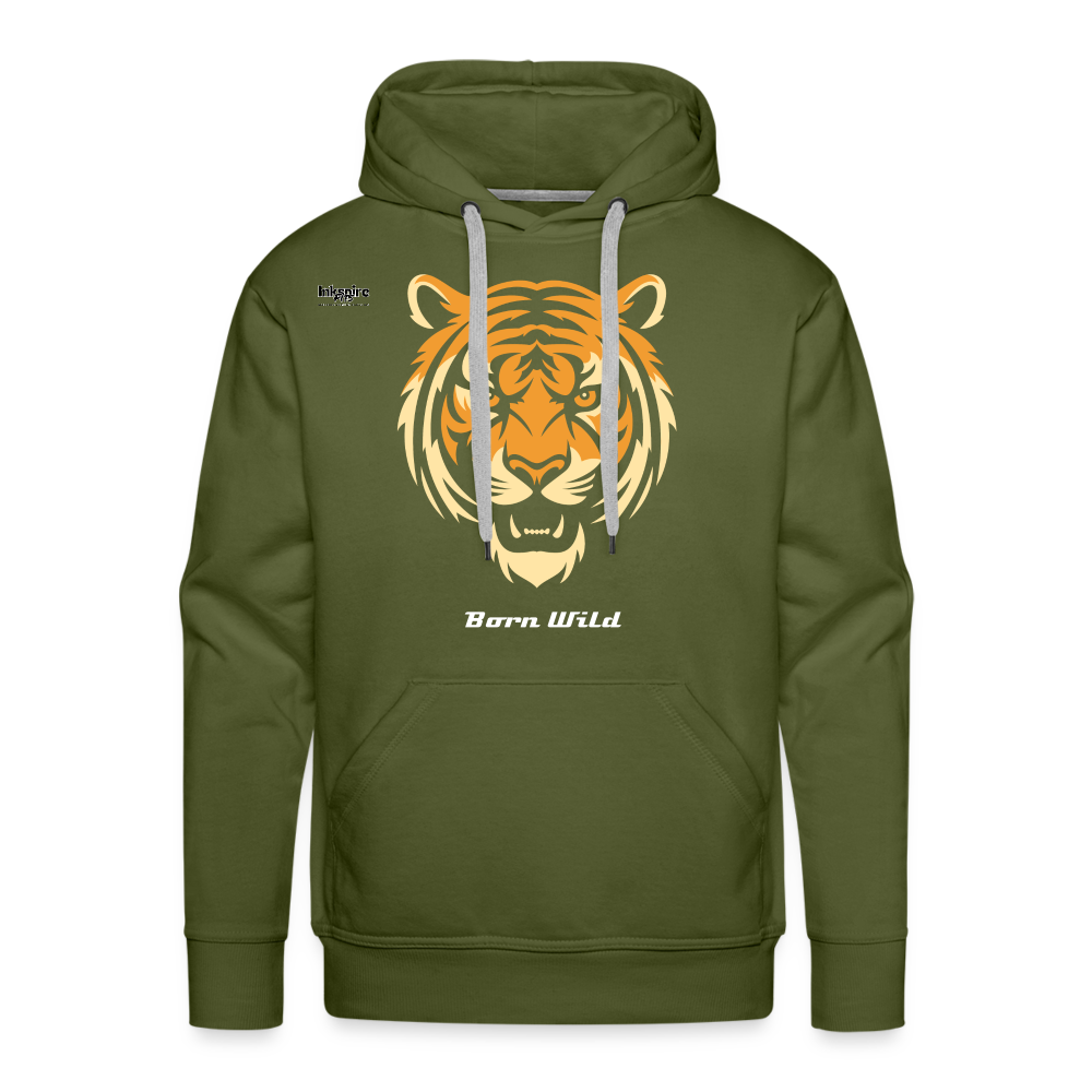 Tiger Born Wild Men’s Premium Hoodie - olive green