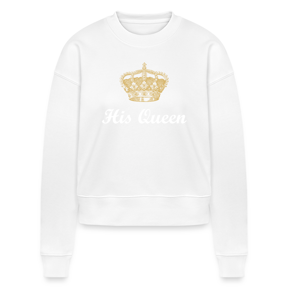His Queen CROPSTER Women’s Cropped Organic Sweatshirt - white