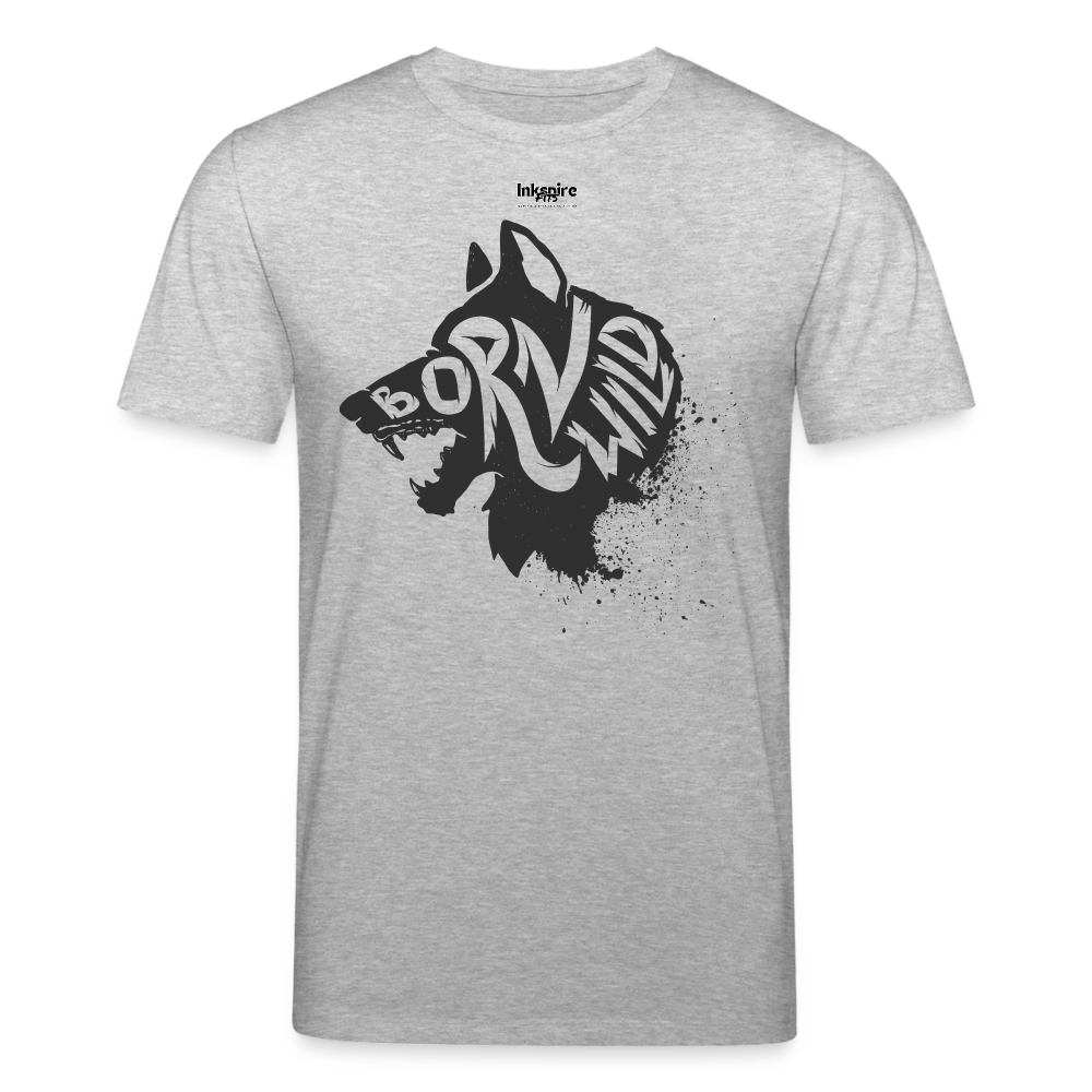 Wolf Born Wild Men’s Organic T-Shirt - heather grey