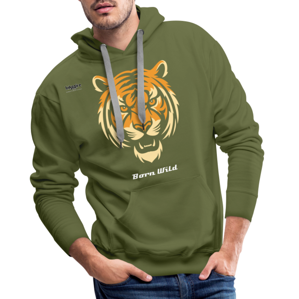 Tiger Born Wild Men’s Premium Hoodie - olive green