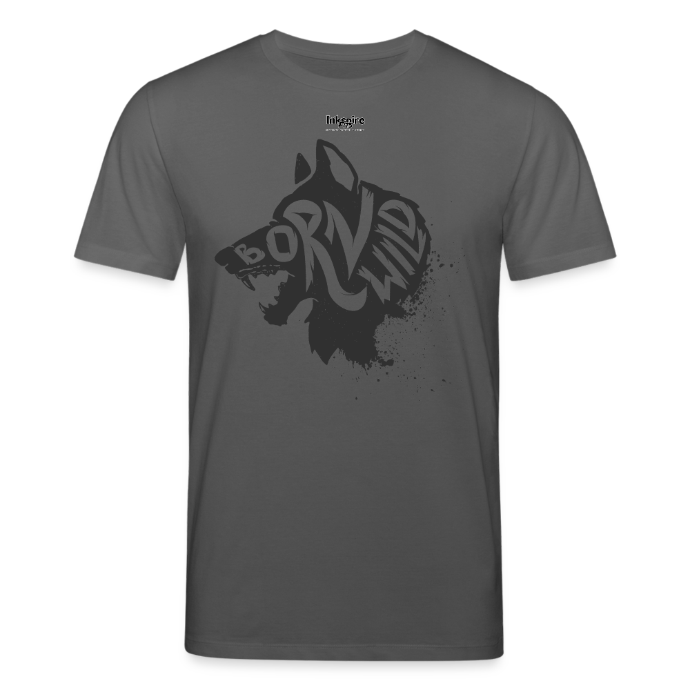 Wolf Born Wild Men’s Organic T-Shirt - anthracite