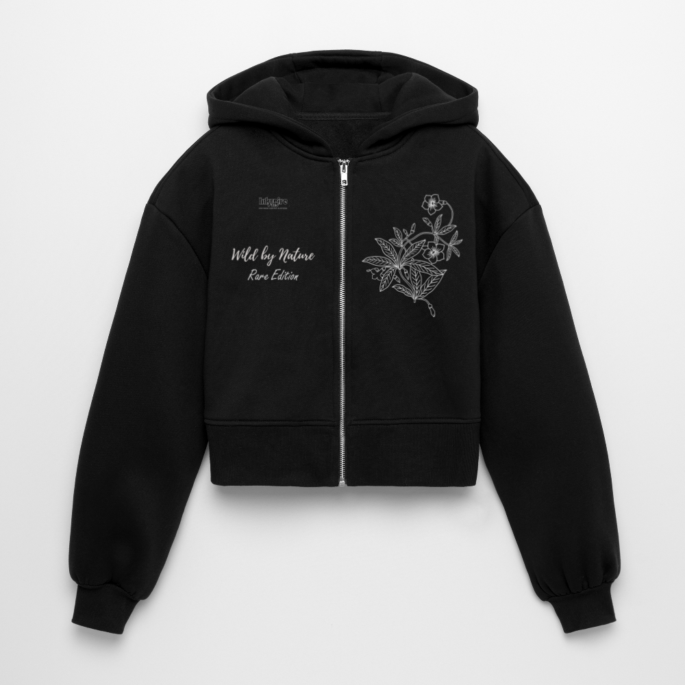 Wild Women’s Oversized Cropped Hooded Jacket - black