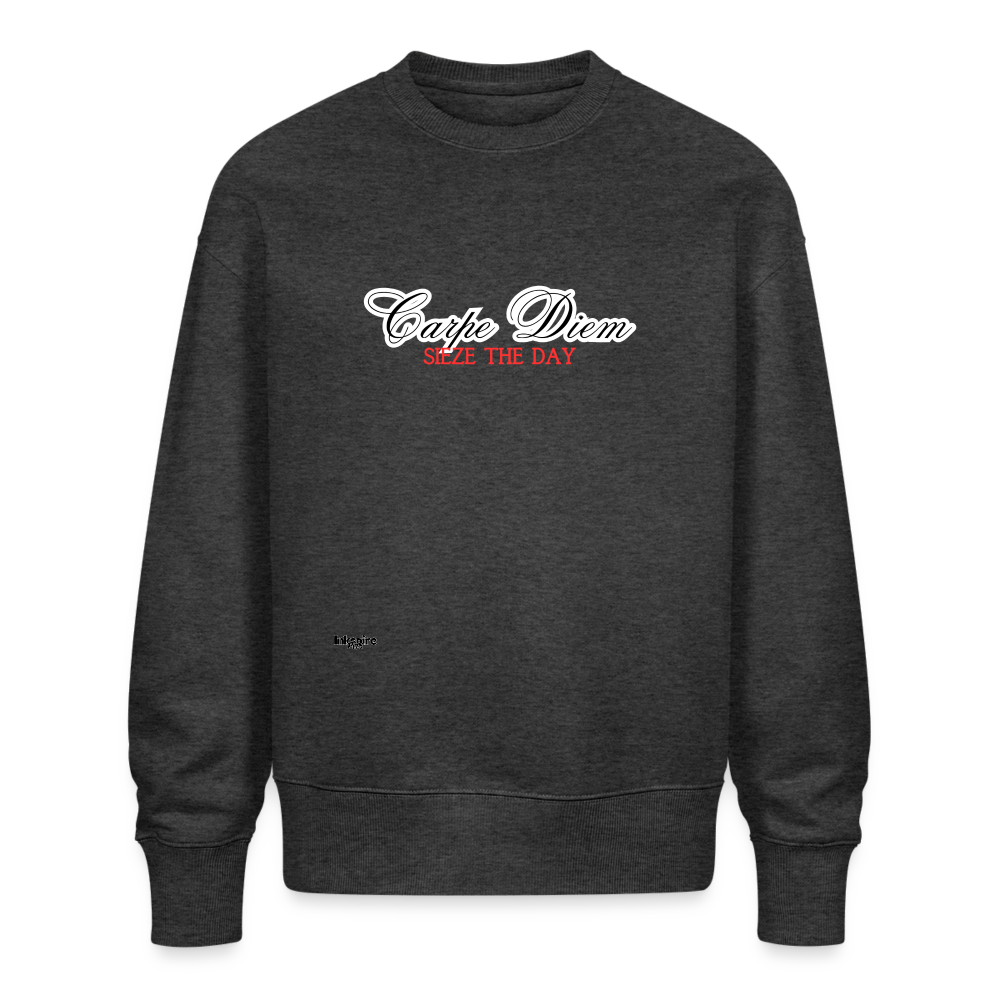 Oversize Organic Sweatshirt for Women | Carpe Diem - dark heather grey