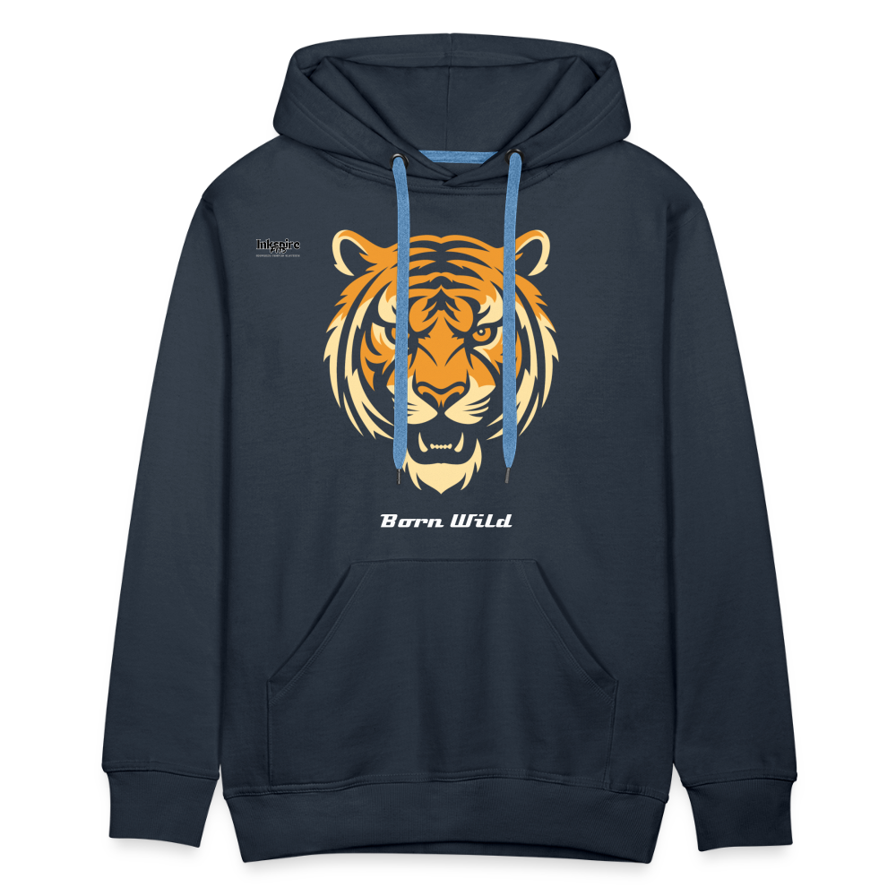 Tiger Born Wild Men’s Premium Hoodie - navy