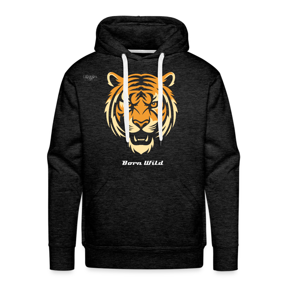 Tiger Born Wild Men’s Premium Hoodie - charcoal grey