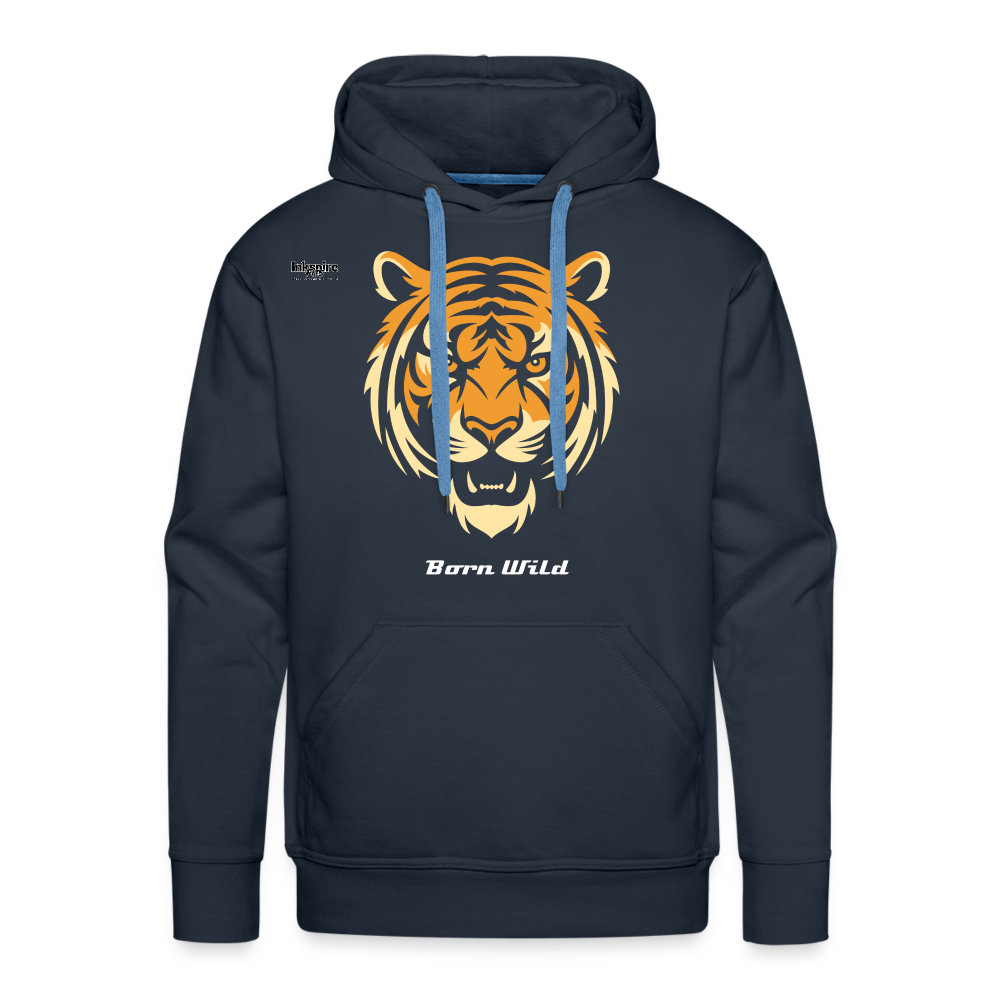 Tiger Born Wild Men’s Premium Hoodie - navy