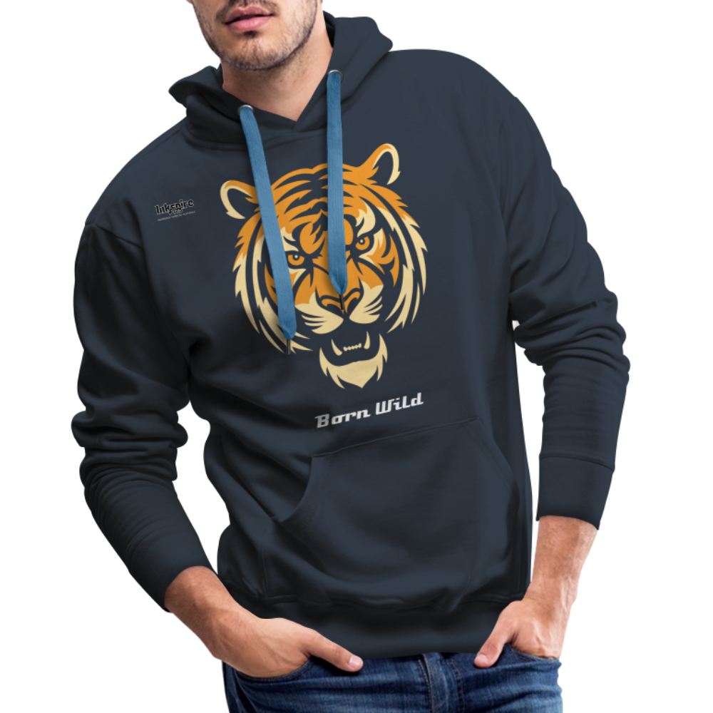 Tiger Born Wild Men’s Premium Hoodie - navy