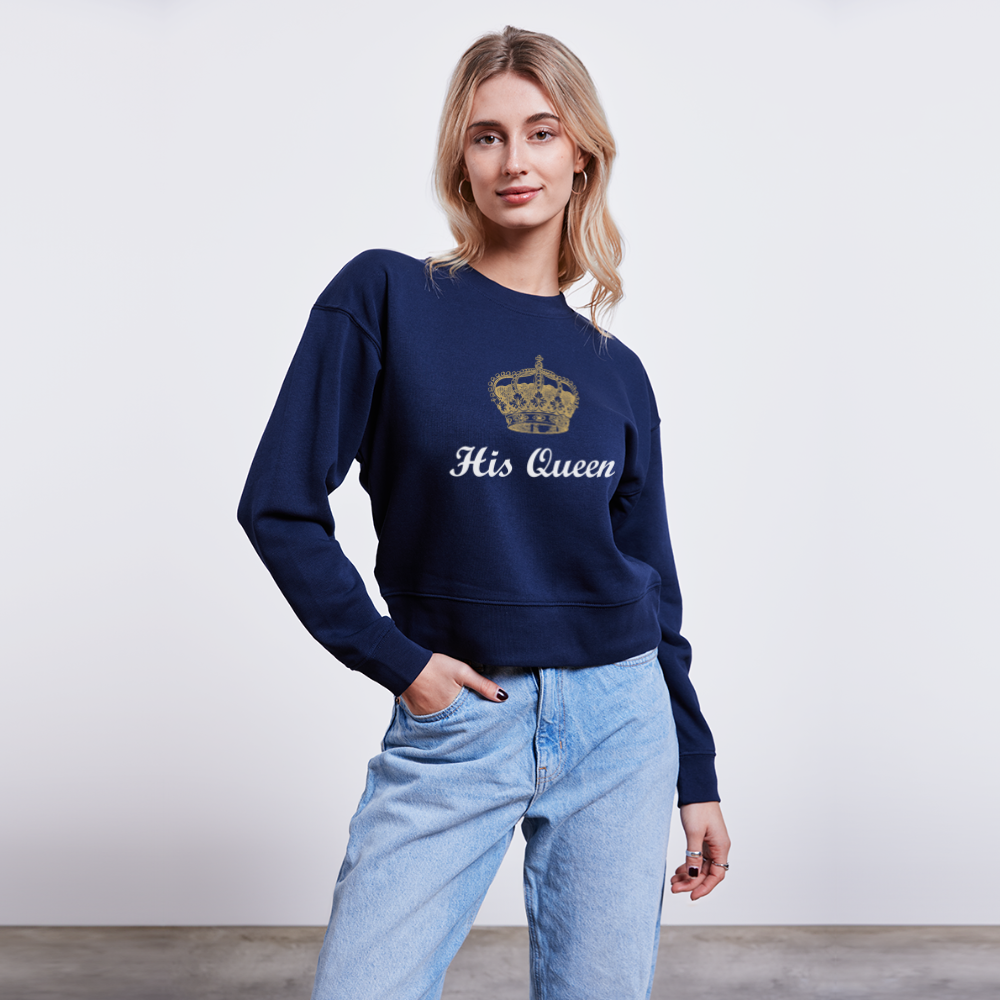 His Queen CROPSTER Women’s Cropped Organic Sweatshirt - navy