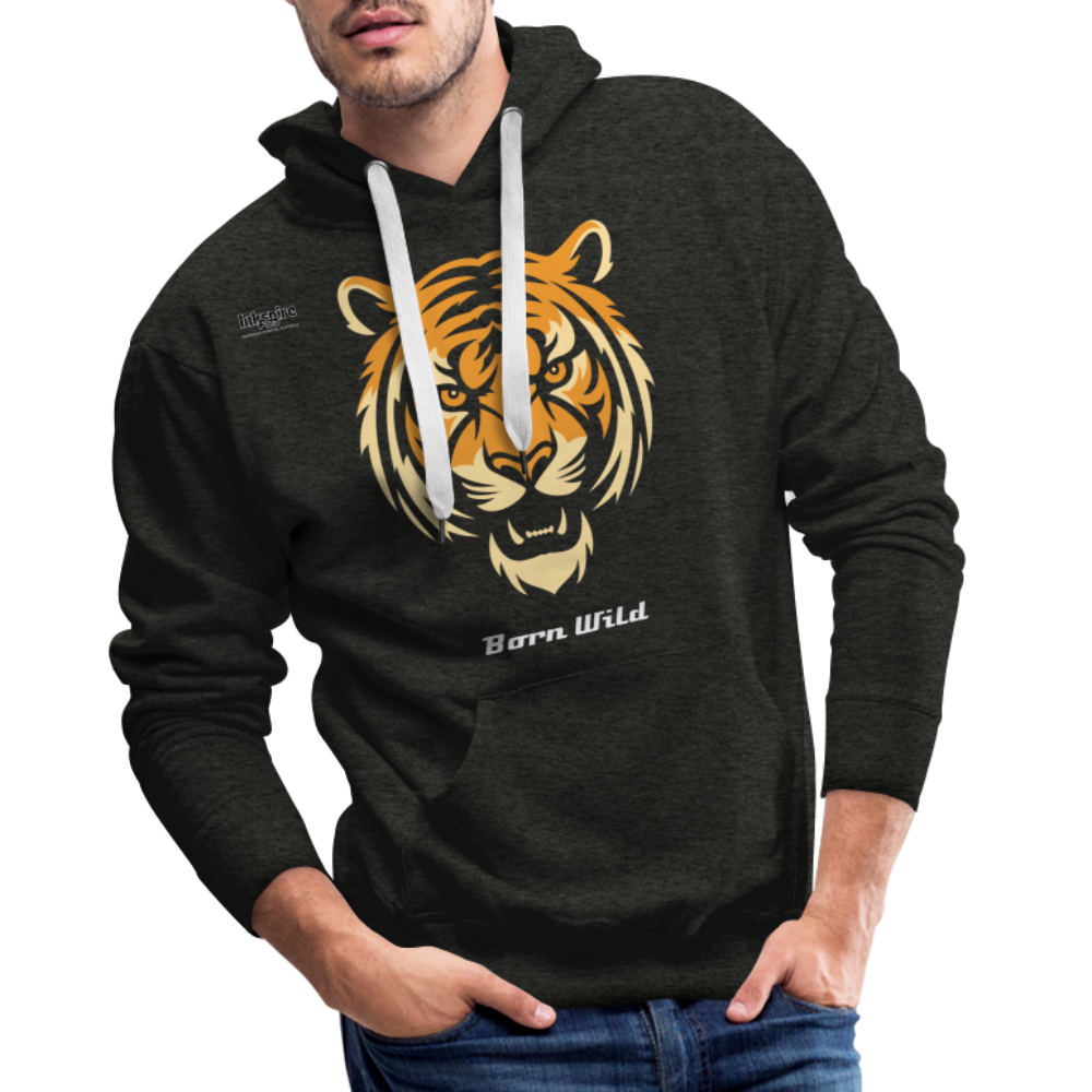 Tiger Born Wild Men’s Premium Hoodie - charcoal grey