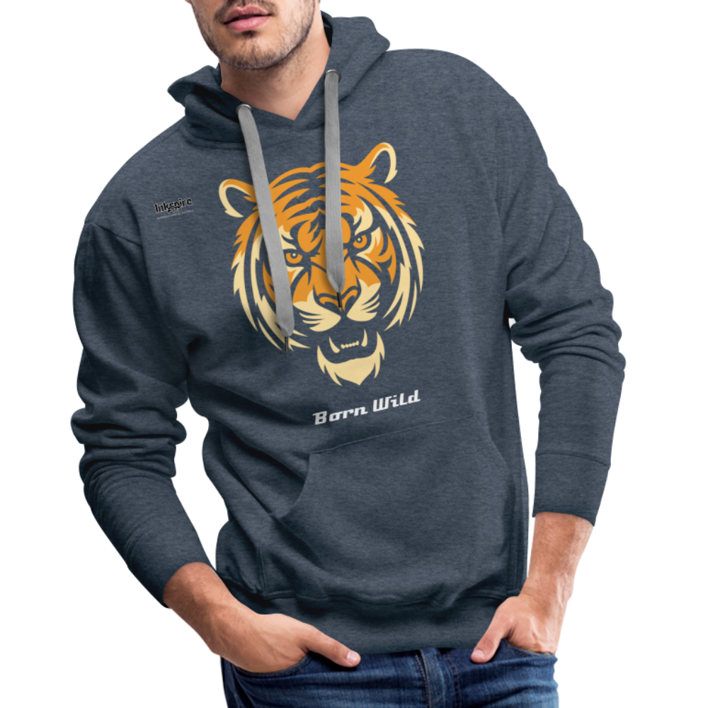Tiger Born Wild Men’s Premium Hoodie - heather denim