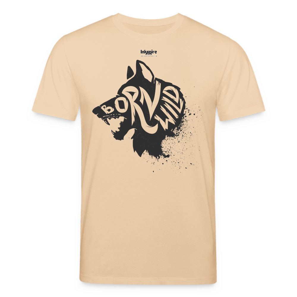 Wolf Born Wild Men’s Organic T-Shirt - beige