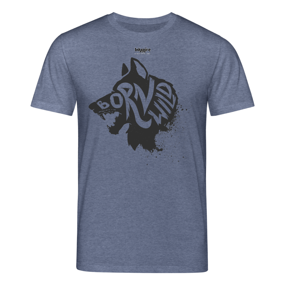 Wolf Born Wild Men’s Organic T-Shirt - dark heather blue