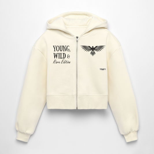 Young and Wild  Rare Edition Women’s Oversized Cropped Hooded Jacket - nature