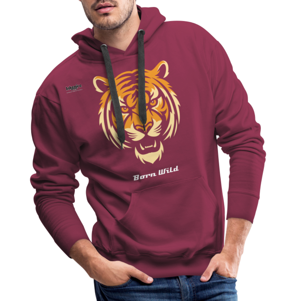 Tiger Born Wild Men’s Premium Hoodie - bordeaux