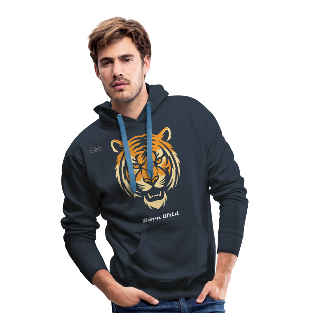 Tiger Born Wild Men’s Premium Hoodie - navy