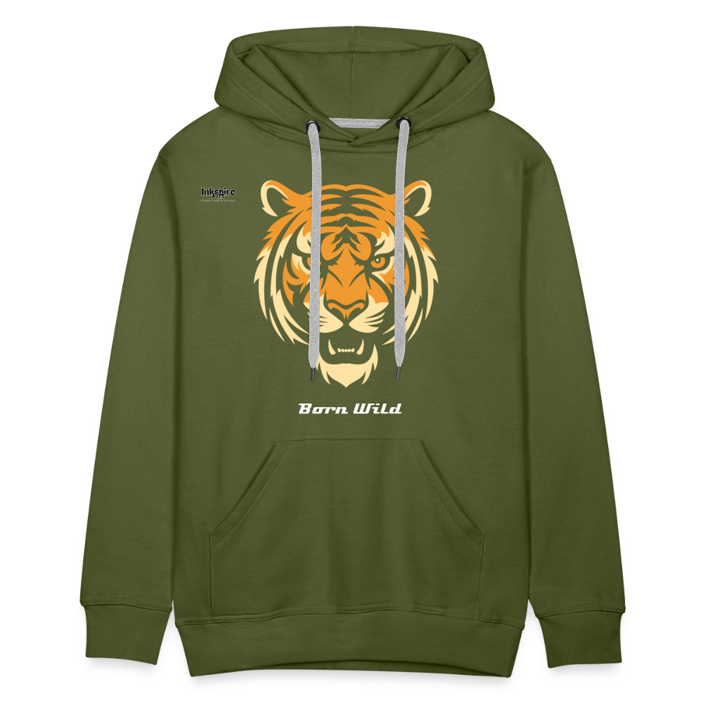 Tiger Born Wild Men’s Premium Hoodie - olive green