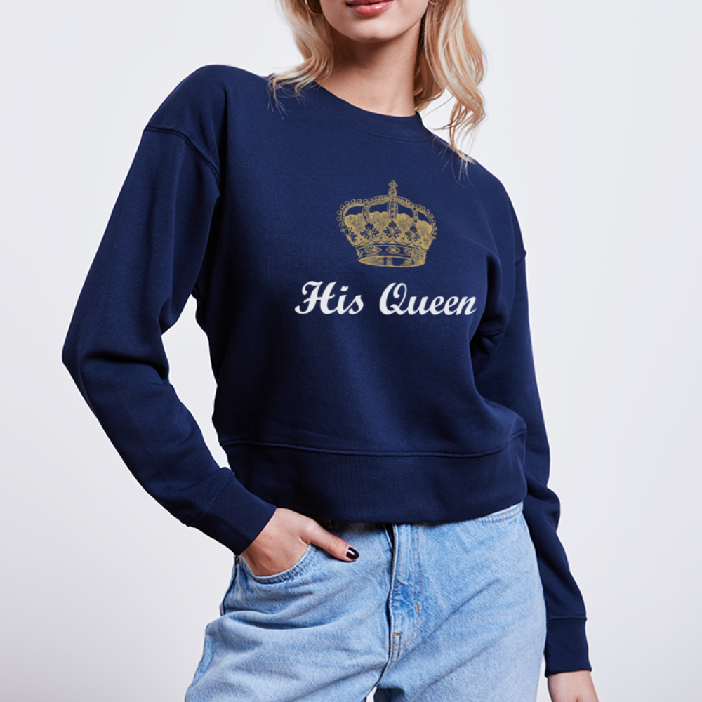 His Queen CROPSTER Women’s Cropped Organic Sweatshirt - navy