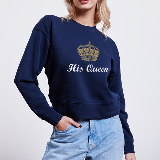 His Queen CROPSTER Women’s Cropped Organic Sweatshirt - navy