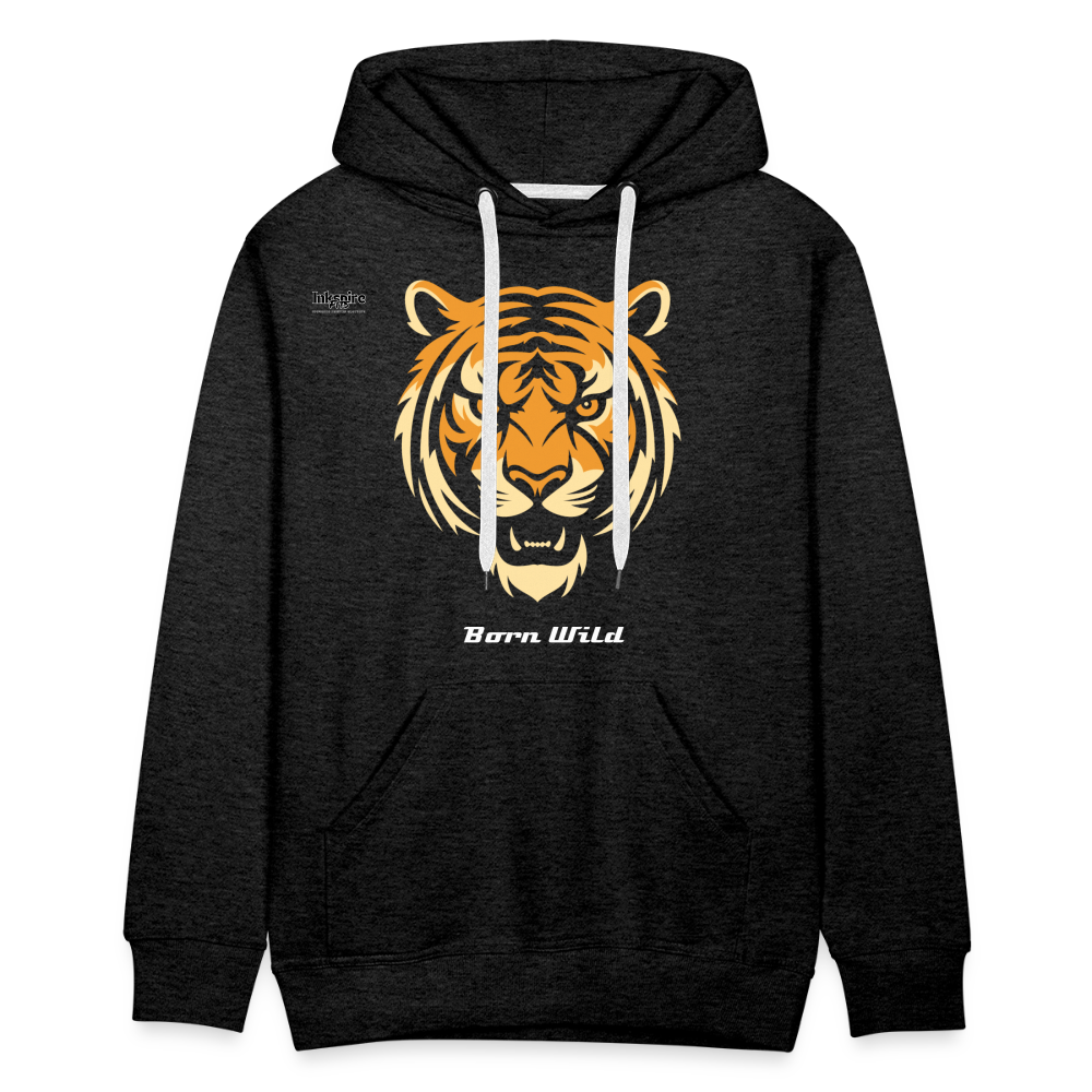 Tiger Born Wild Men’s Premium Hoodie - charcoal grey