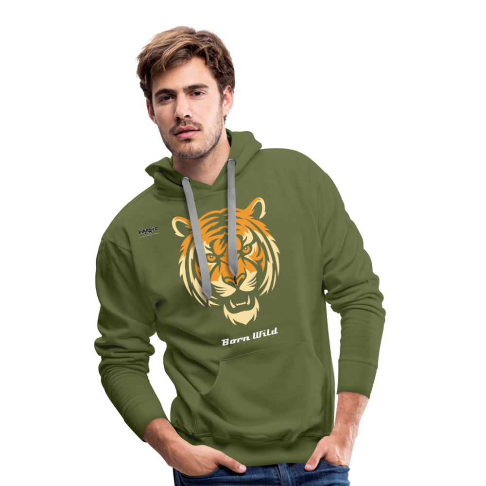 Tiger Born Wild Men’s Premium Hoodie - olive green